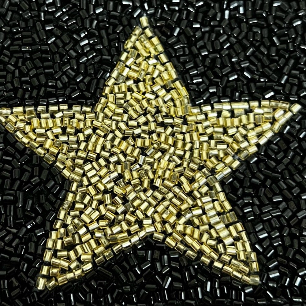 Beaded change purse black beads with gold star EUC - Picture 3 of 6